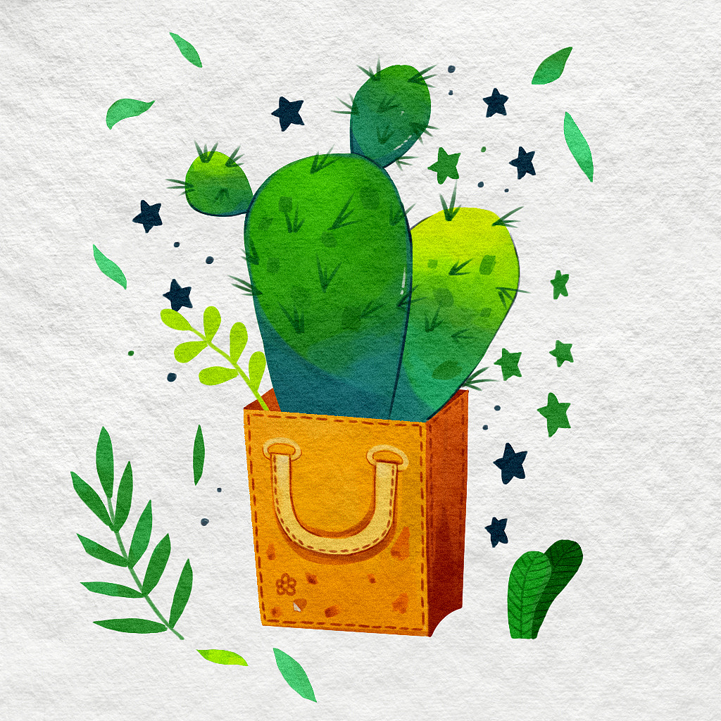 板绘儿童画仙人掌二|插画|儿童插画|马背画材 - 原创作品 - 站酷