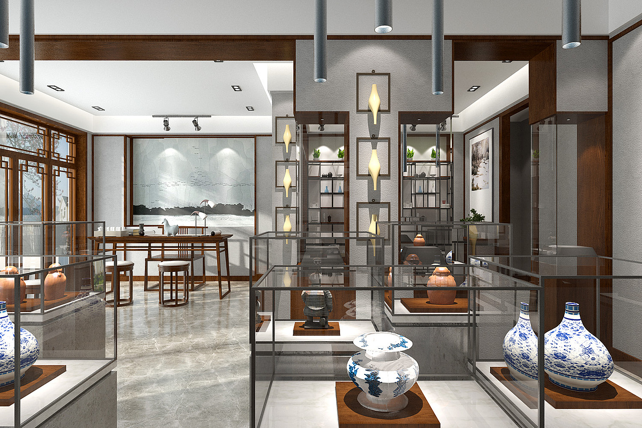 新中式茶艺展厅表现