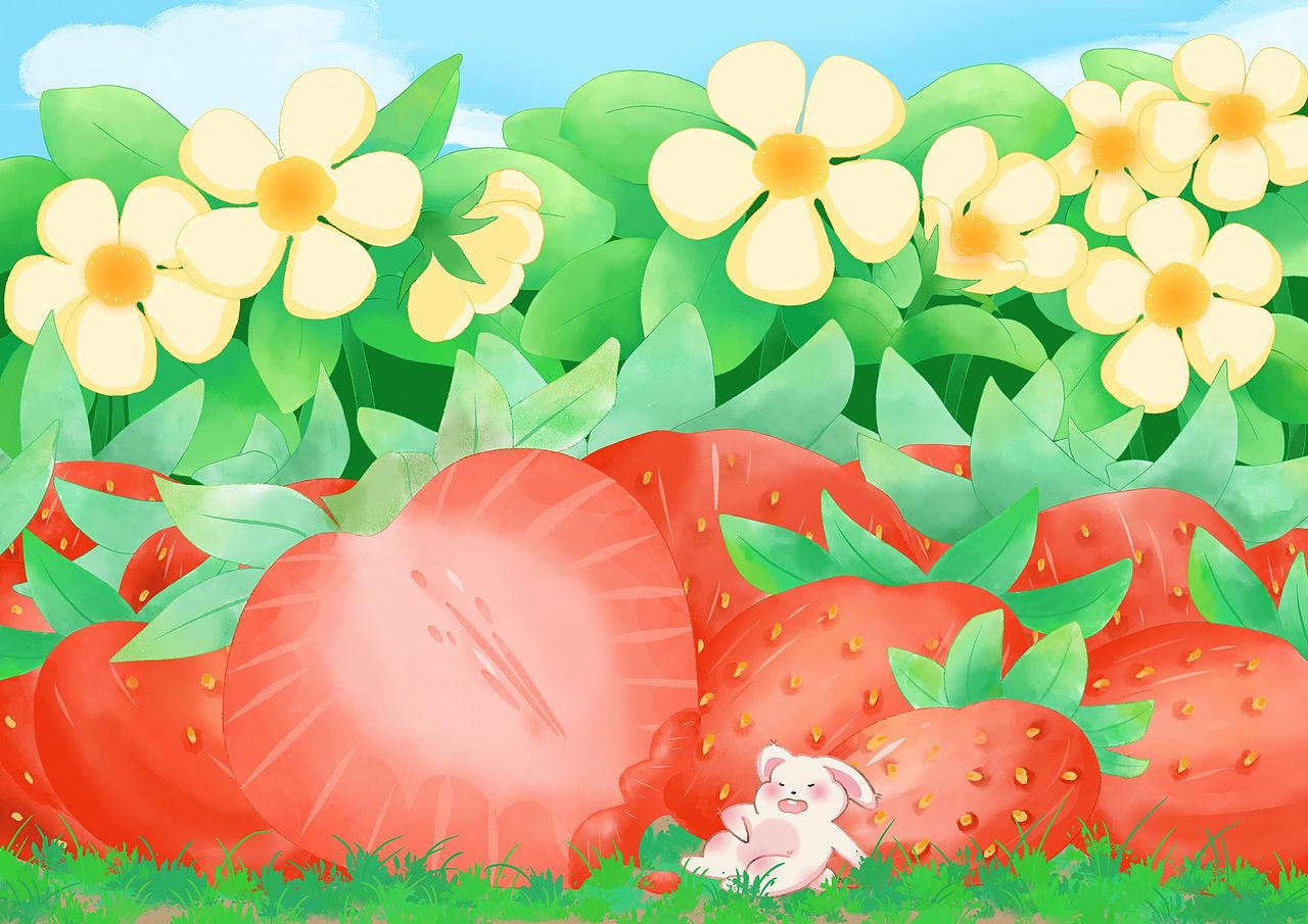 草莓尖尖真好吃（图ZMjk2NzYwMTY4） - 儿童插画 - 站酷设计师一天不止疯三次原创素材 - 站酷ZCOOL