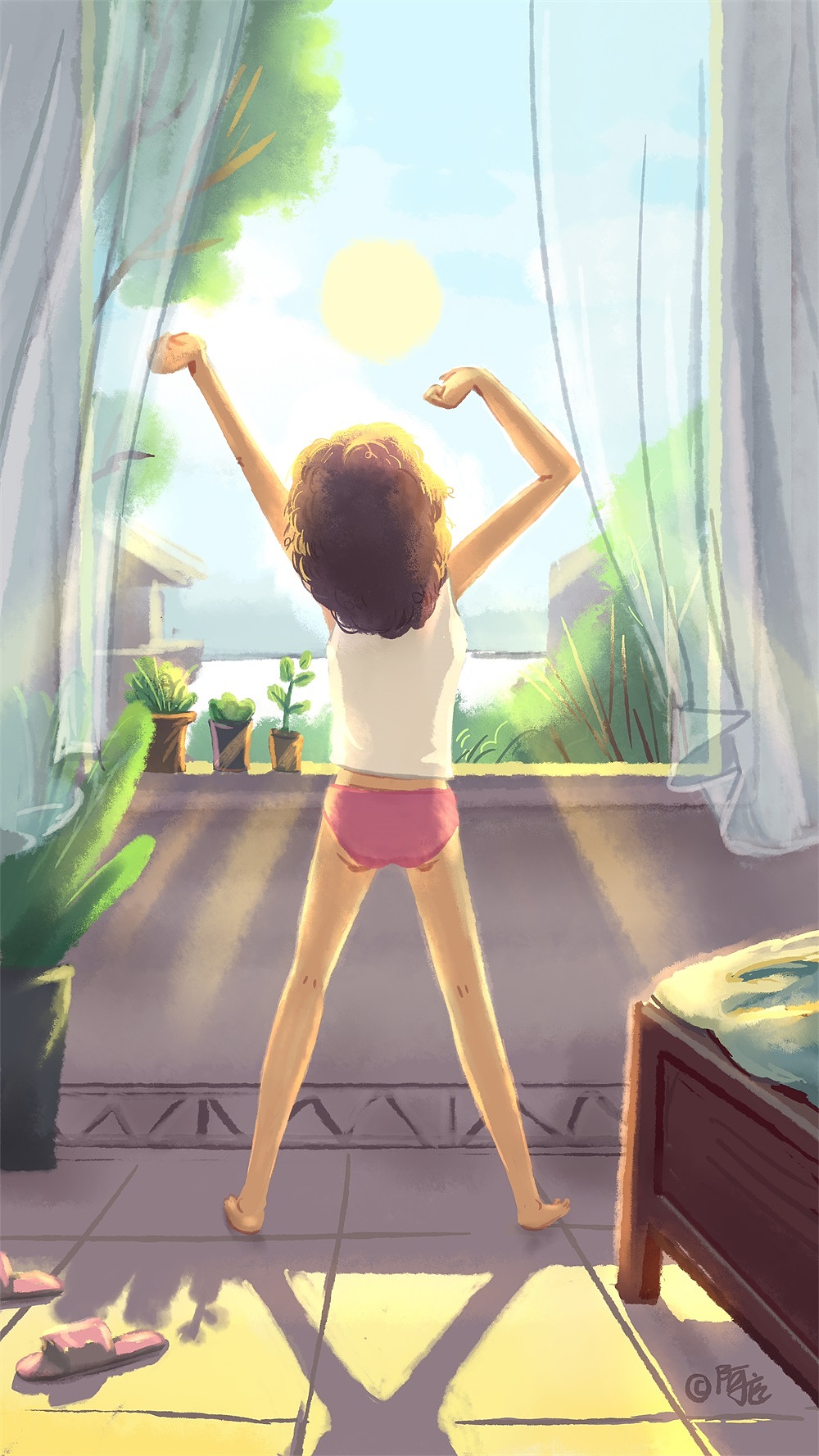 【每日一gif合集一】早上好系列插画(1-9)