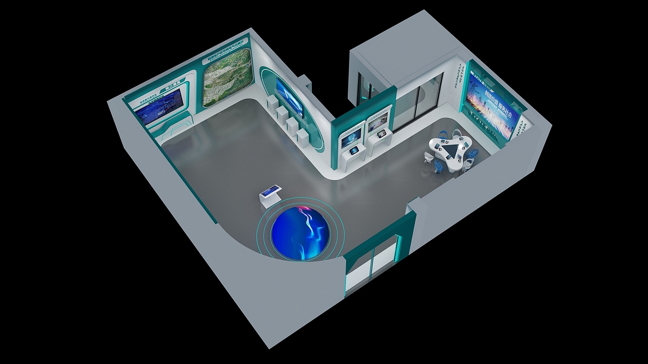 科技展厅白蓝绿电光声展示（图ZMjc4Mjc0NTUy） - 场景 - 站酷设计师治术艺空原创素材 - 站酷ZCOOL