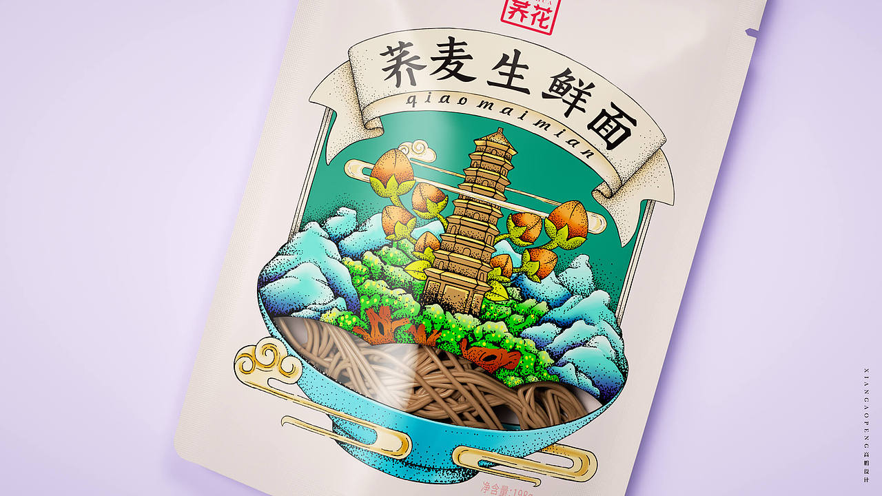 荞麦生鲜面特产农产品包装设计