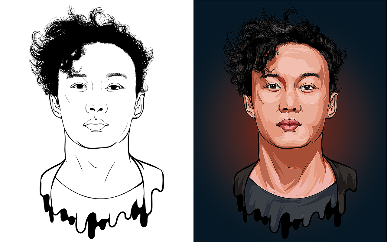 手绘AI矢量插画头像,近期练习作品,请多赐教!