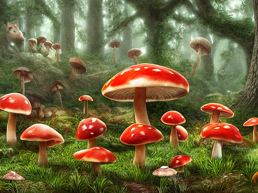 #AI创作实验室#蘑菇,狐狸,森林