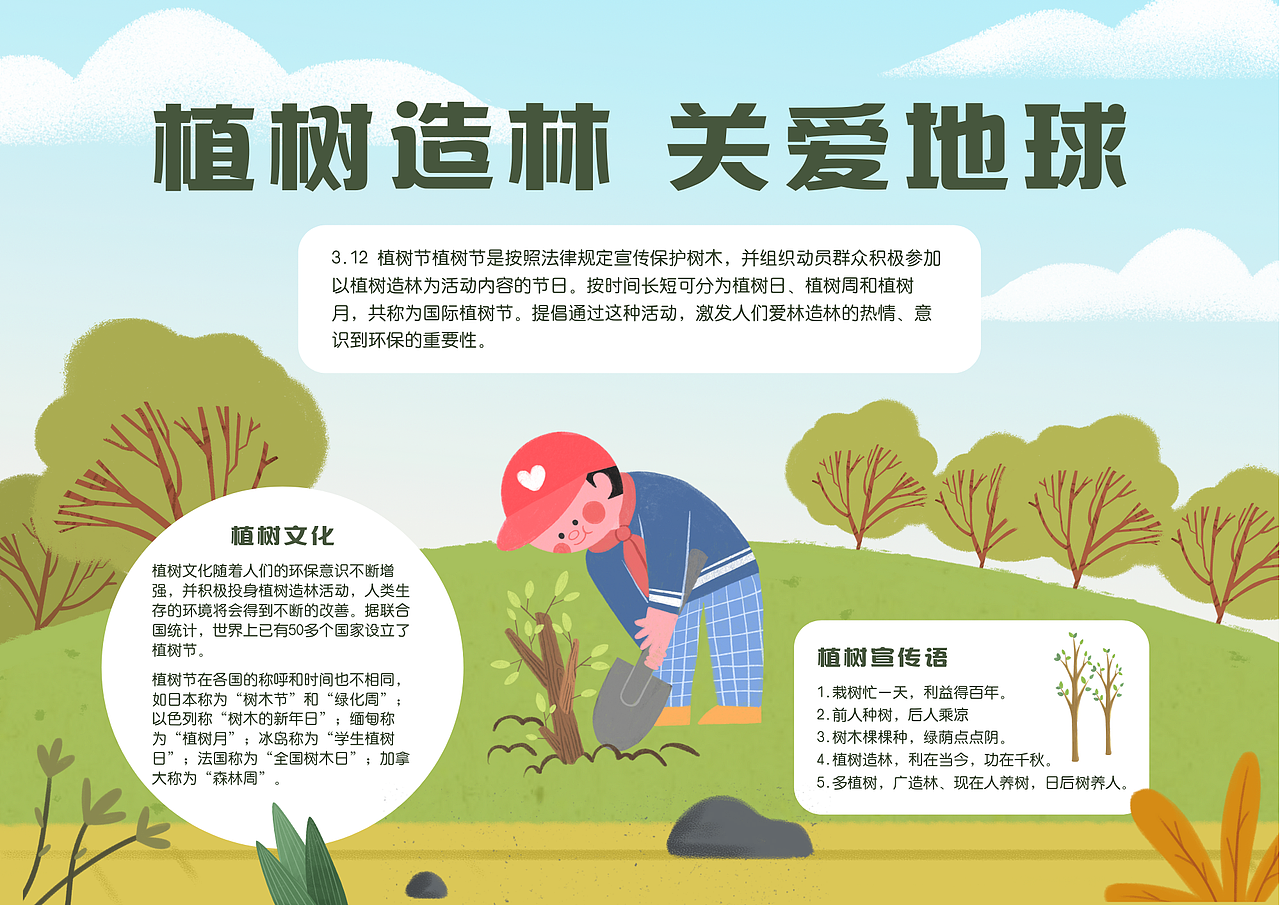 植树节主题小报海报（图ZMTk5NjIyODgw） - 海报 - 站酷设计师一枚小美工原创素材 - 站酷ZCOOL