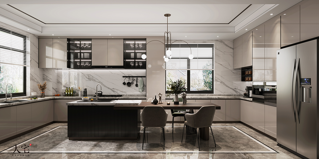 开放式厨房设计了一个小吧台,制造生活的情趣