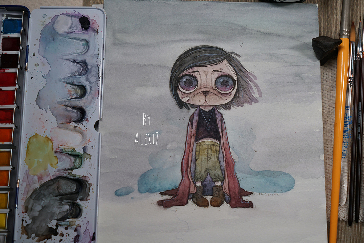 在INS上的联合互动绘画 水彩 AlexiZ