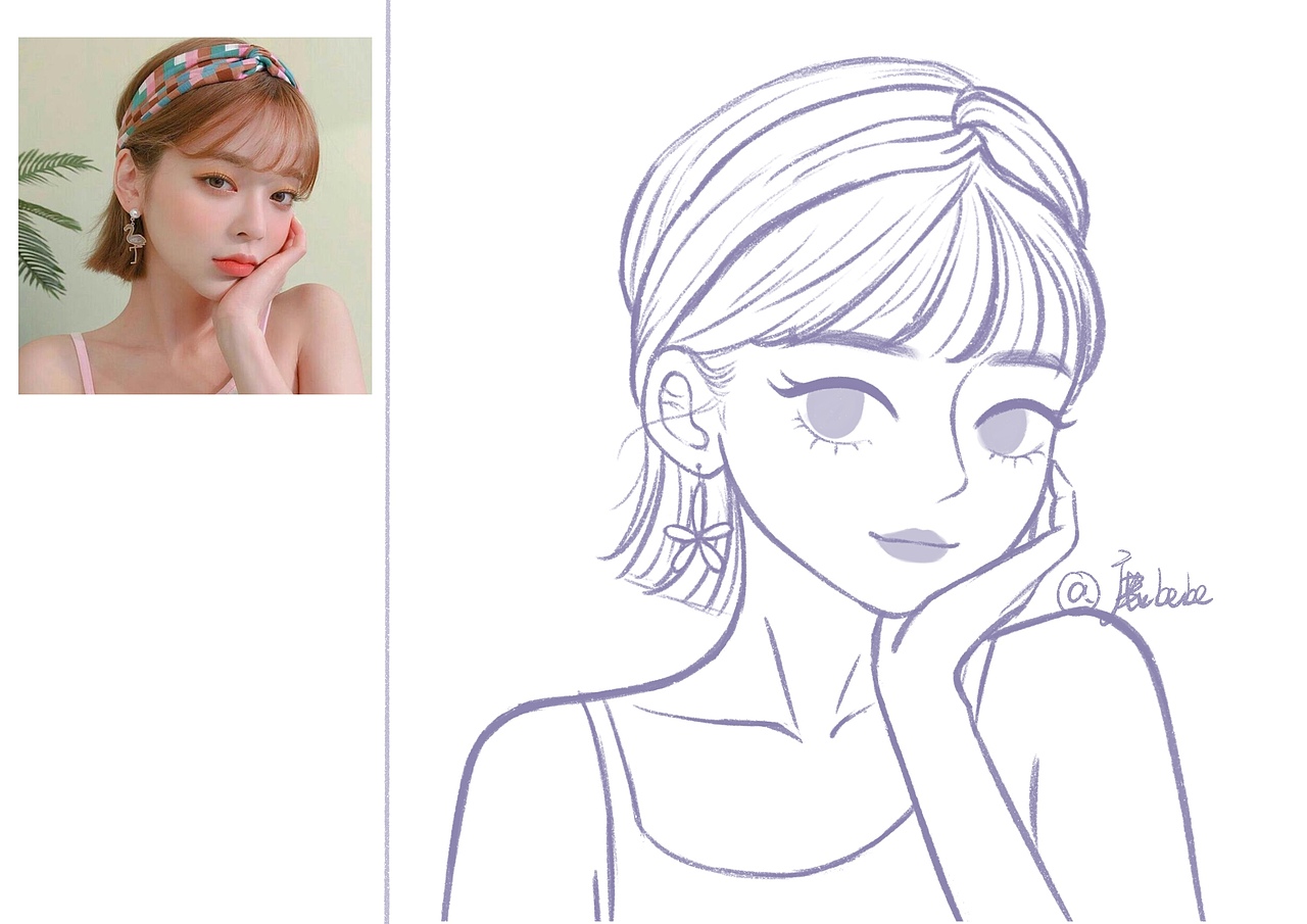 女生头像插画 线稿练习（图ZMjY5NjAxOTcy） - 创作习作 - 站酷设计师鹿bebe原创素材 - 站酷ZCOOL