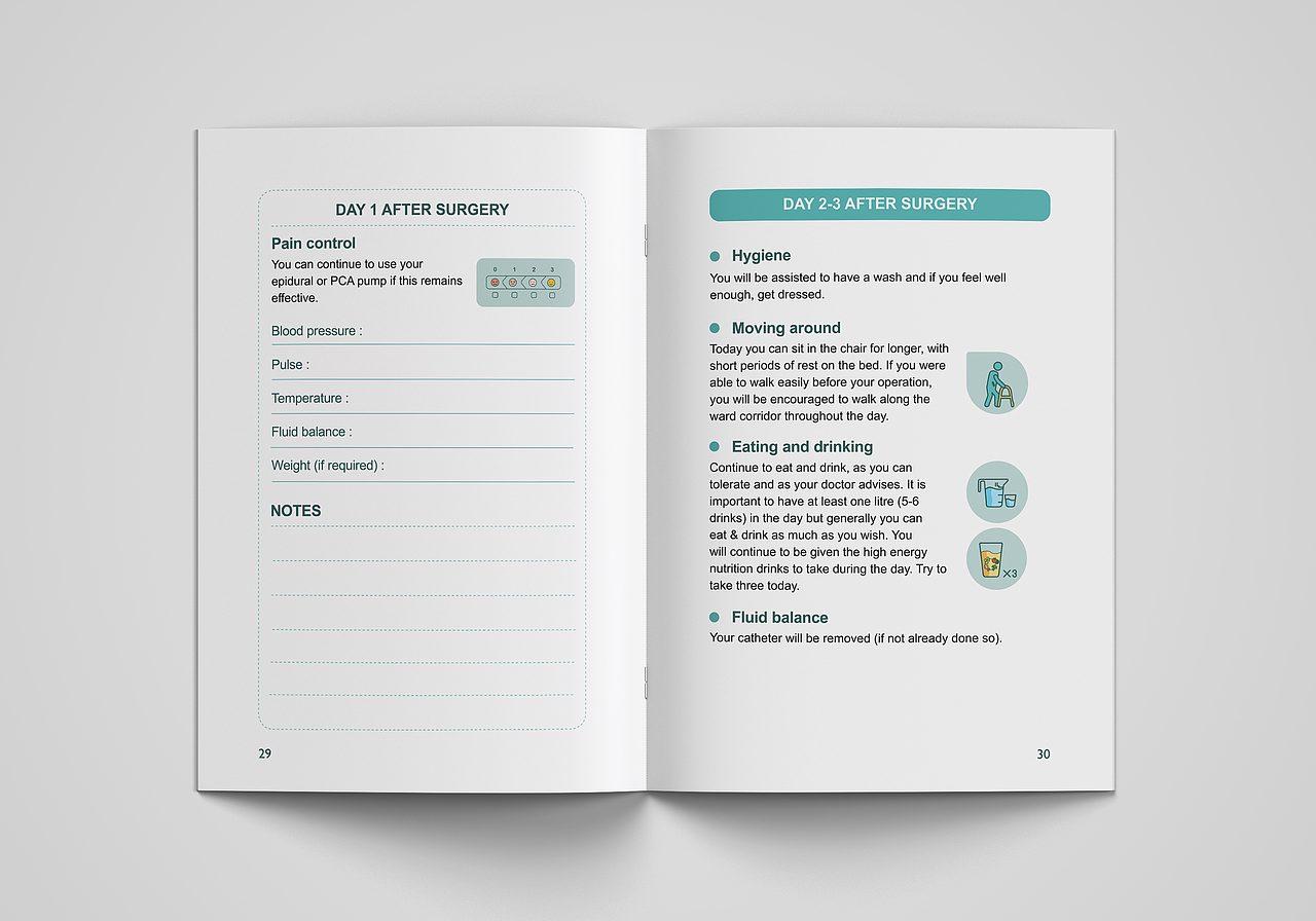 《利兹医院肠癌手术恢复手册》小册子设计 第三版