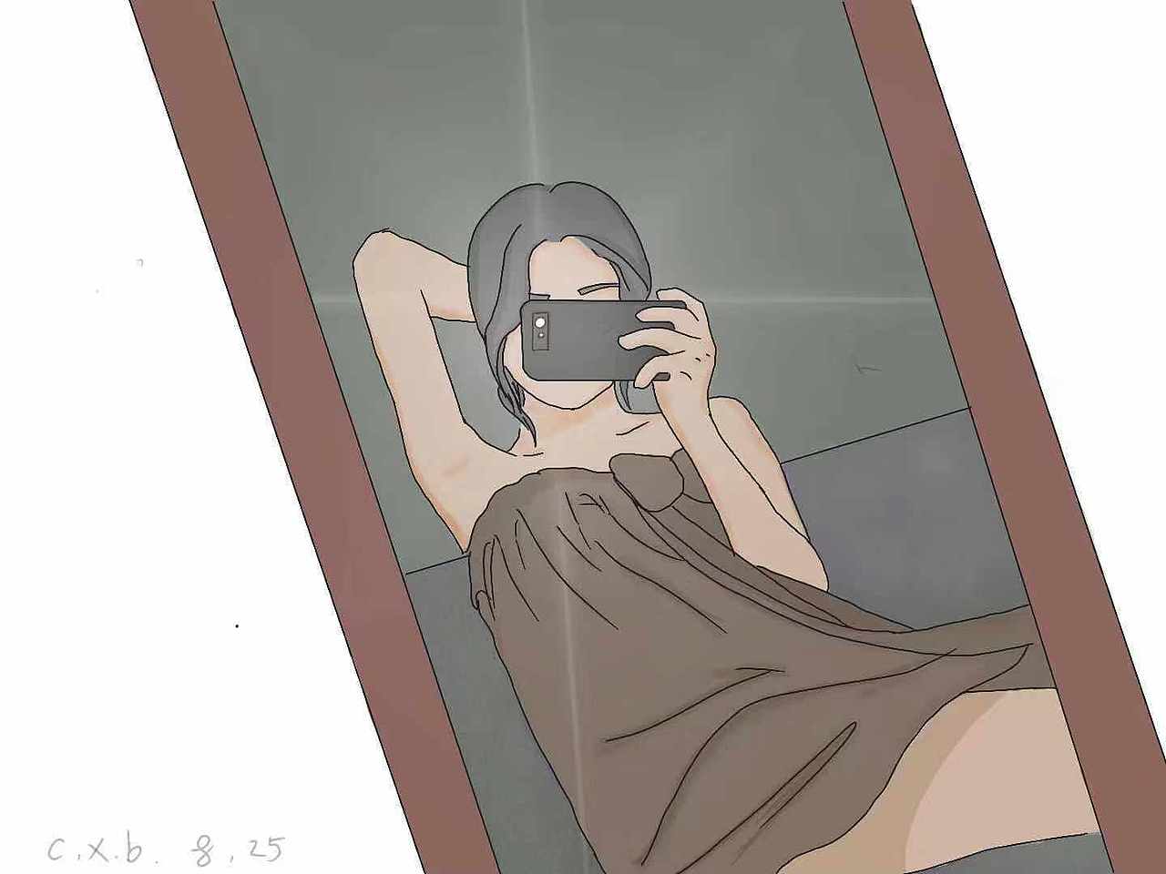 ……
刚洗澡完，<br>喜欢穿着浴巾拍照<br>