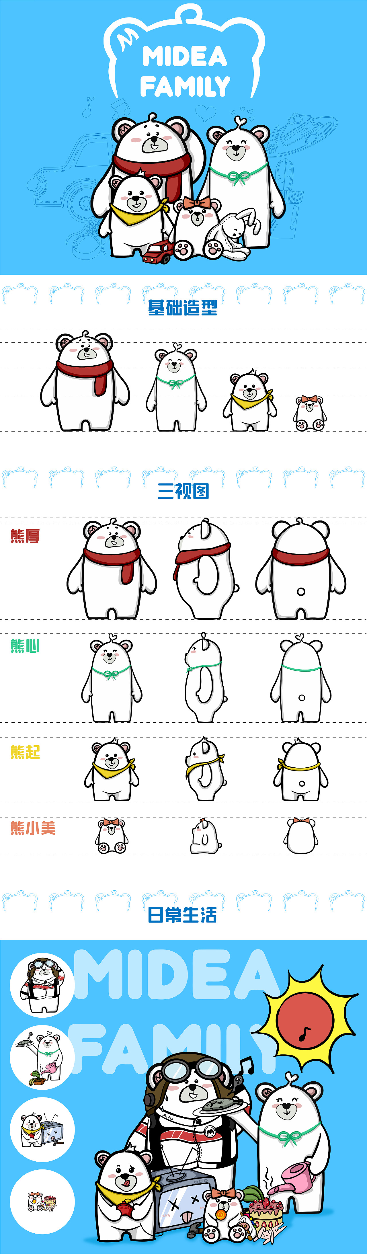 Midea Family Q版形象设计（图ZMTg5MTk3MTU2） - IP形象 - 站酷设计师猴小张原创素材 - 站酷ZCOOL