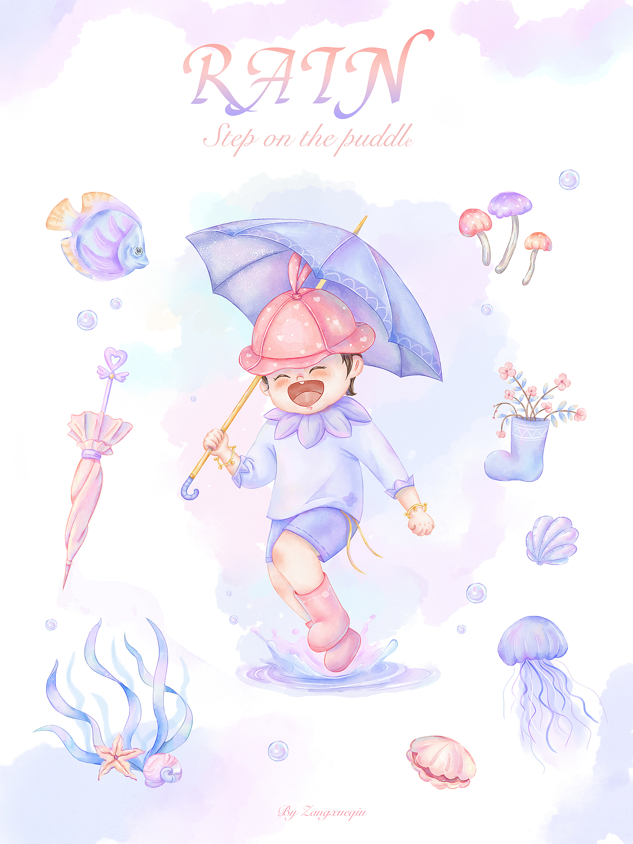 水彩文创插画 萌娃二三事（图ZMjYzNjQ1NDU2） - 商业插画 - 站酷设计师脏雪球CC原创素材 - 站酷ZCOOL