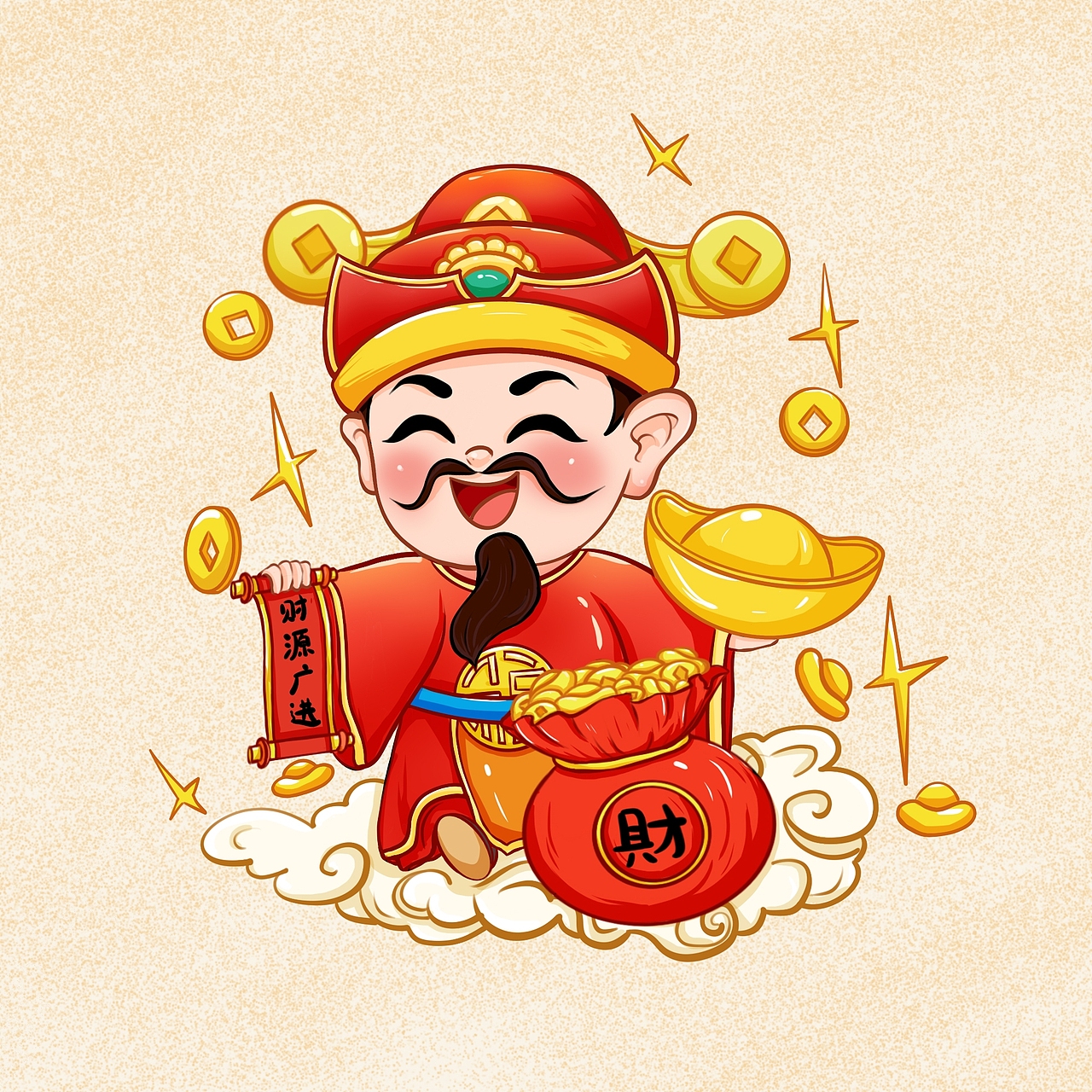 新年财神，醒狮（图ZMzgwNDc3ODI0） - 商业插画 - 站酷设计师乖乖G原创素材 - 站酷ZCOOL