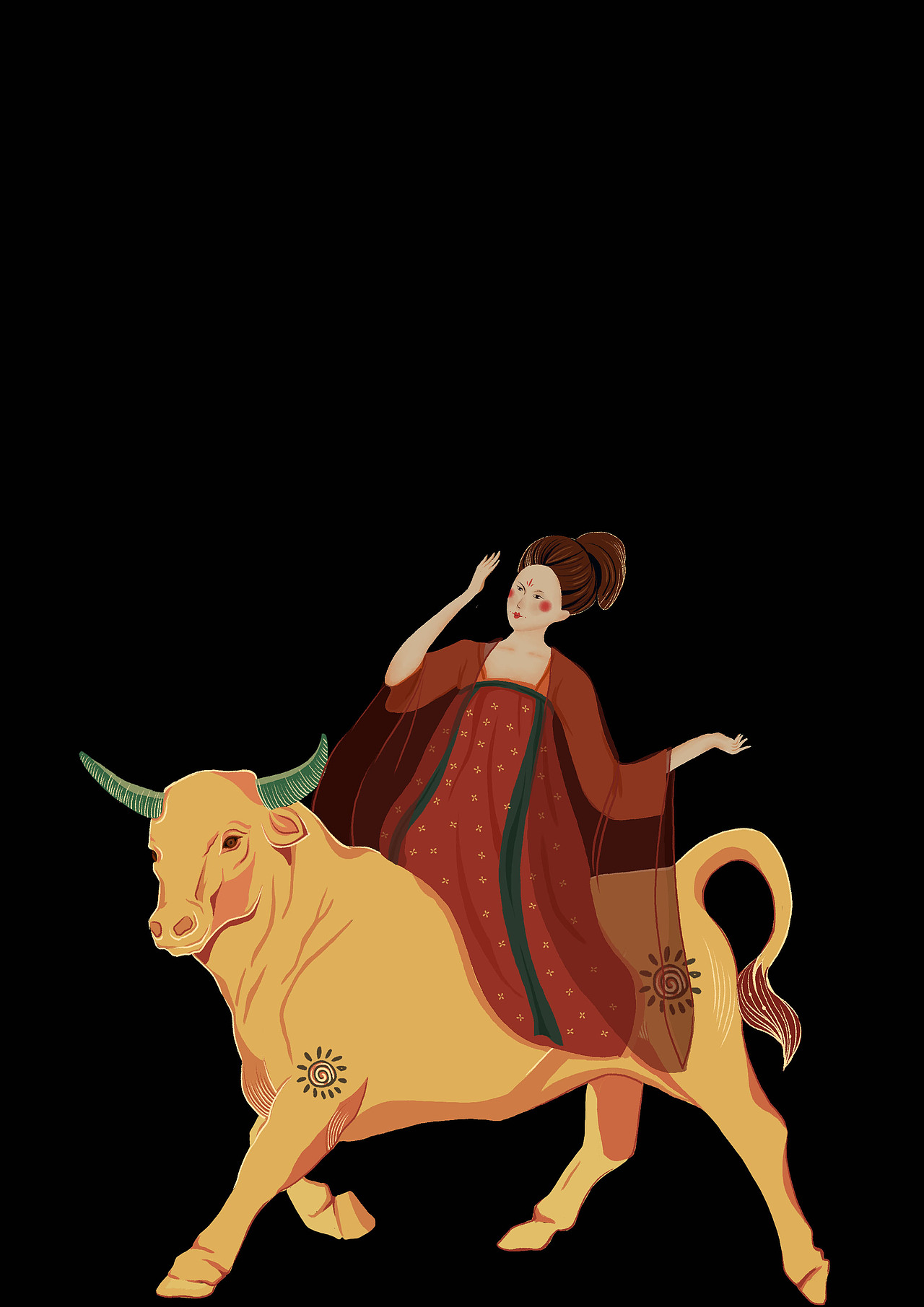 单独图层,唐朝美女和金牛