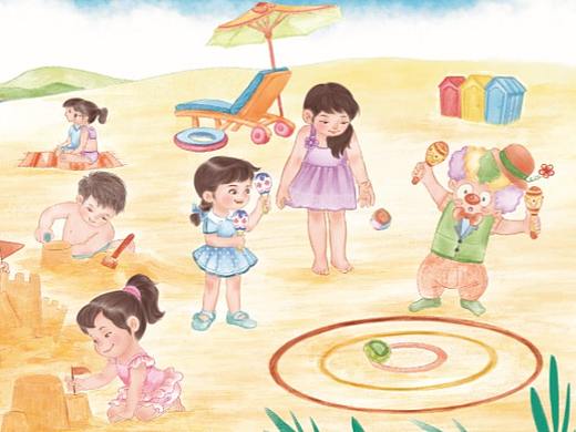 陽光、沙灘、孩子們的快樂游戲（個人主頁-ZNTc2NDExMTY=） - 繪本 - 站酷設(shè)計師插畫師林三原創(chuàng)素材 - 站酷ZCOOL