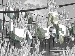 河流上的音符（景觀插畫）