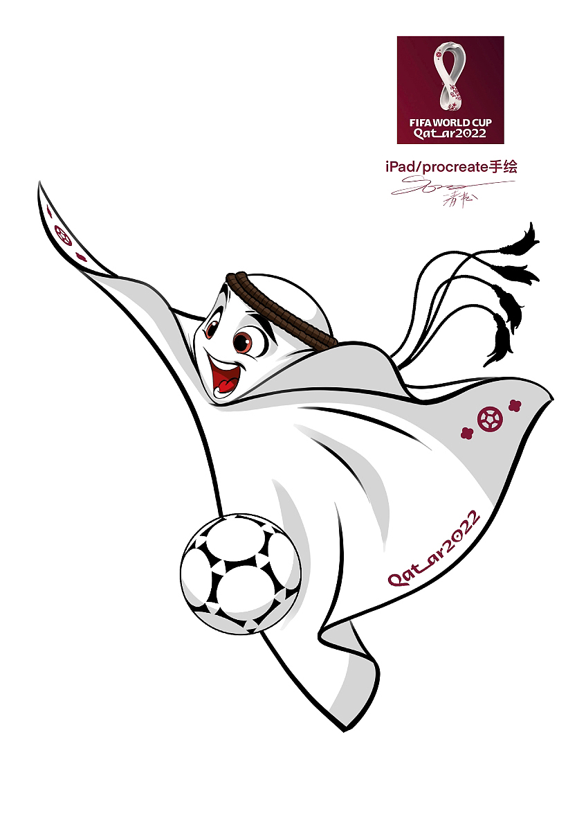 下滑15张卡塔尔世界杯吉祥物 手绘稿可临摹（图ZMzI1MTQxNTM2） - 单幅漫画 - 站酷设计师清松珠宝课堂原创素材 - 站酷ZCOOL