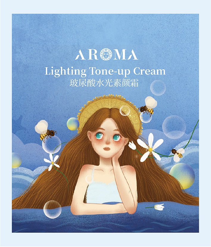 插画-护肤品使用装