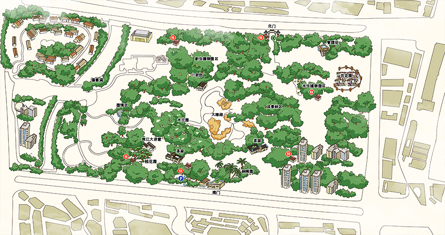 一个系列的手绘地图
