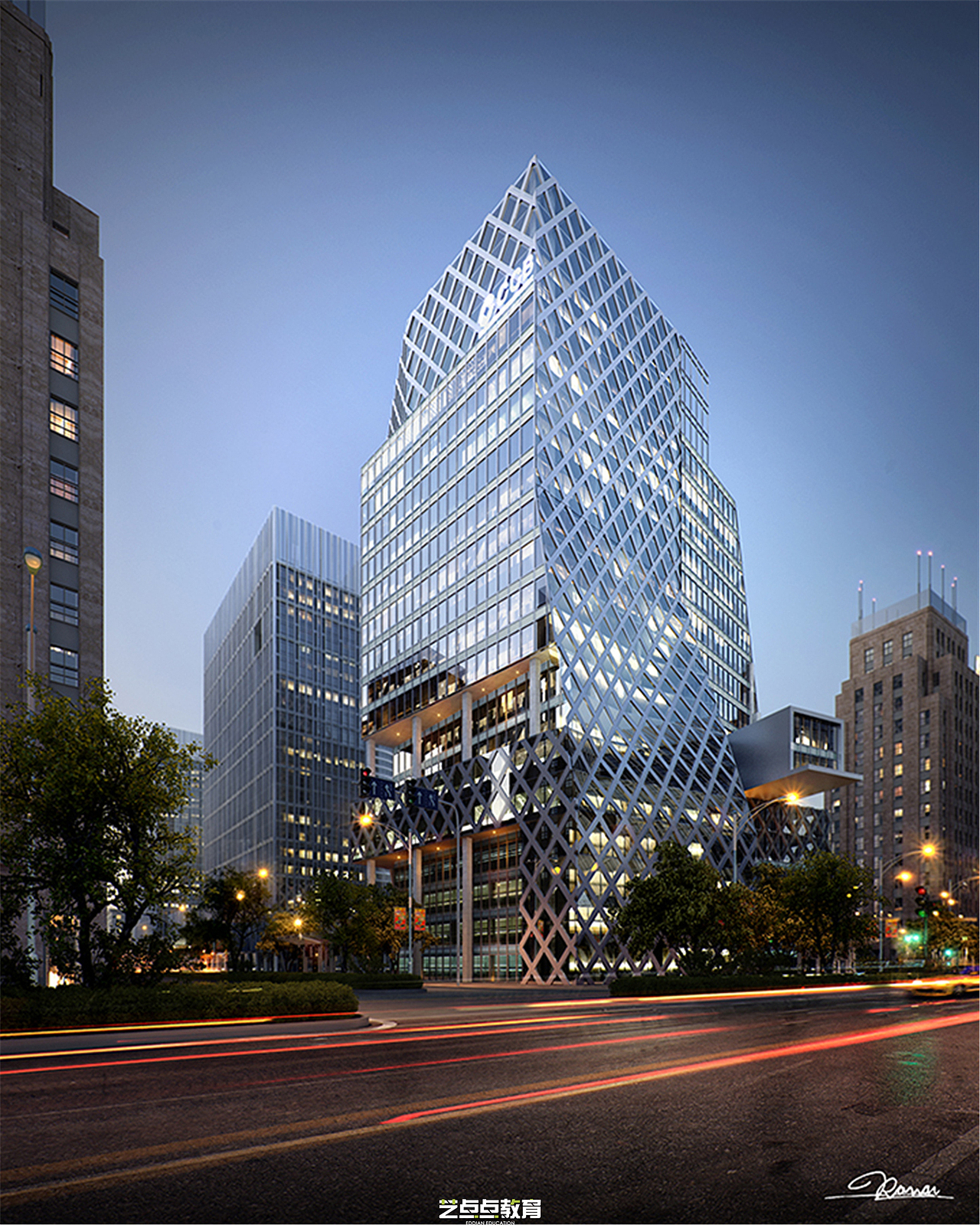 3dmax建筑效果图(roman_r)原创案例10_深圳妙思教育-站酷zcool