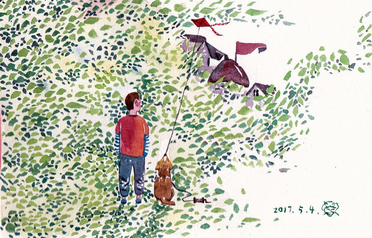 我和放风筝的小狗狗