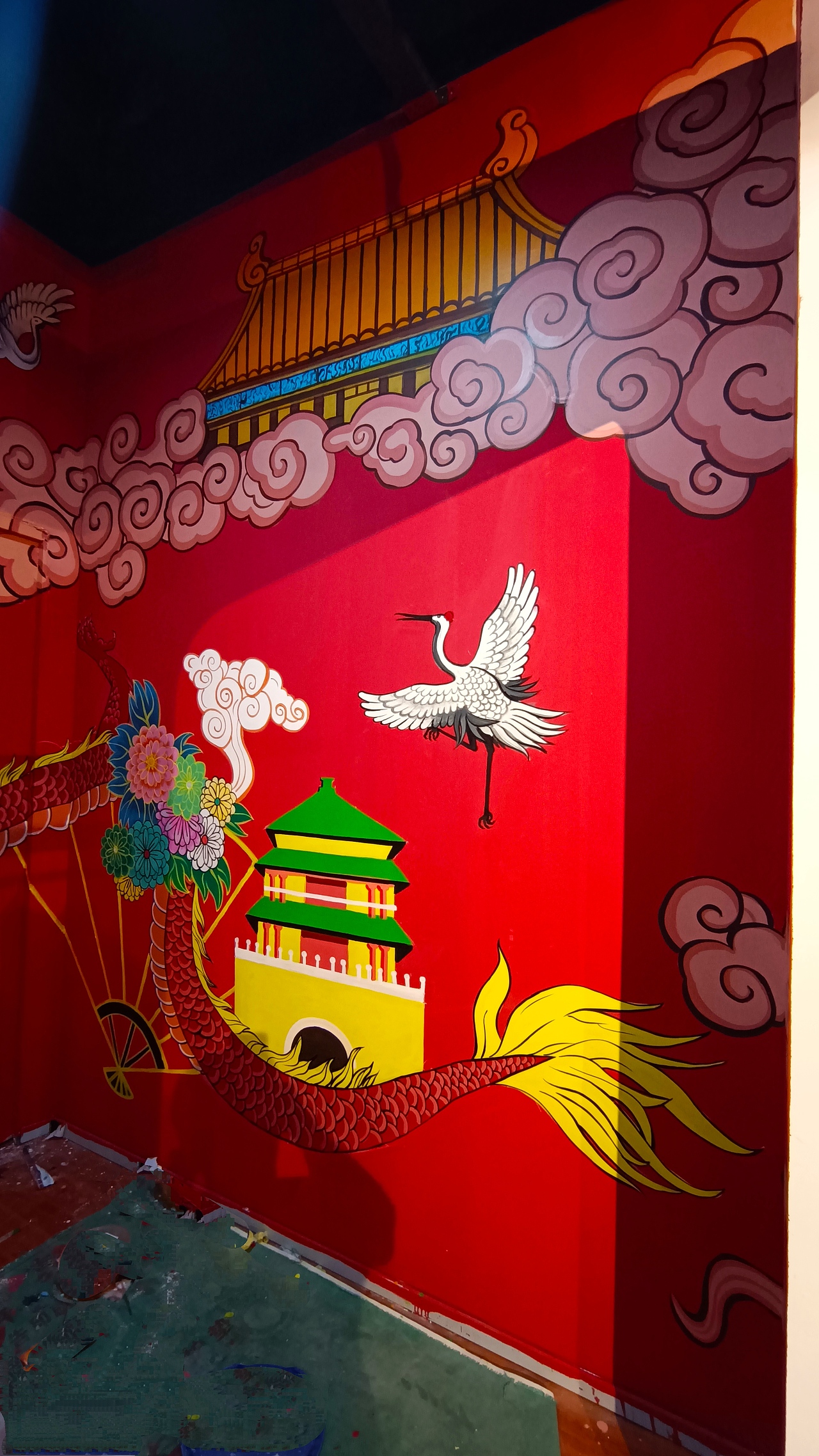 国潮风墙体彩绘