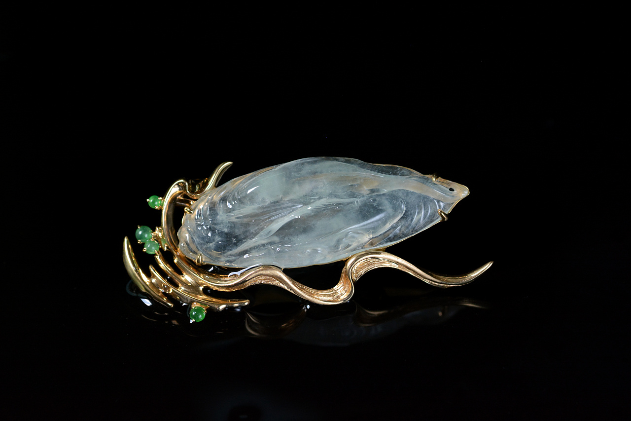 小而美|翡翠鱼(吊坠胸针两用款)|手工艺|首饰|天使原创珠宝设计