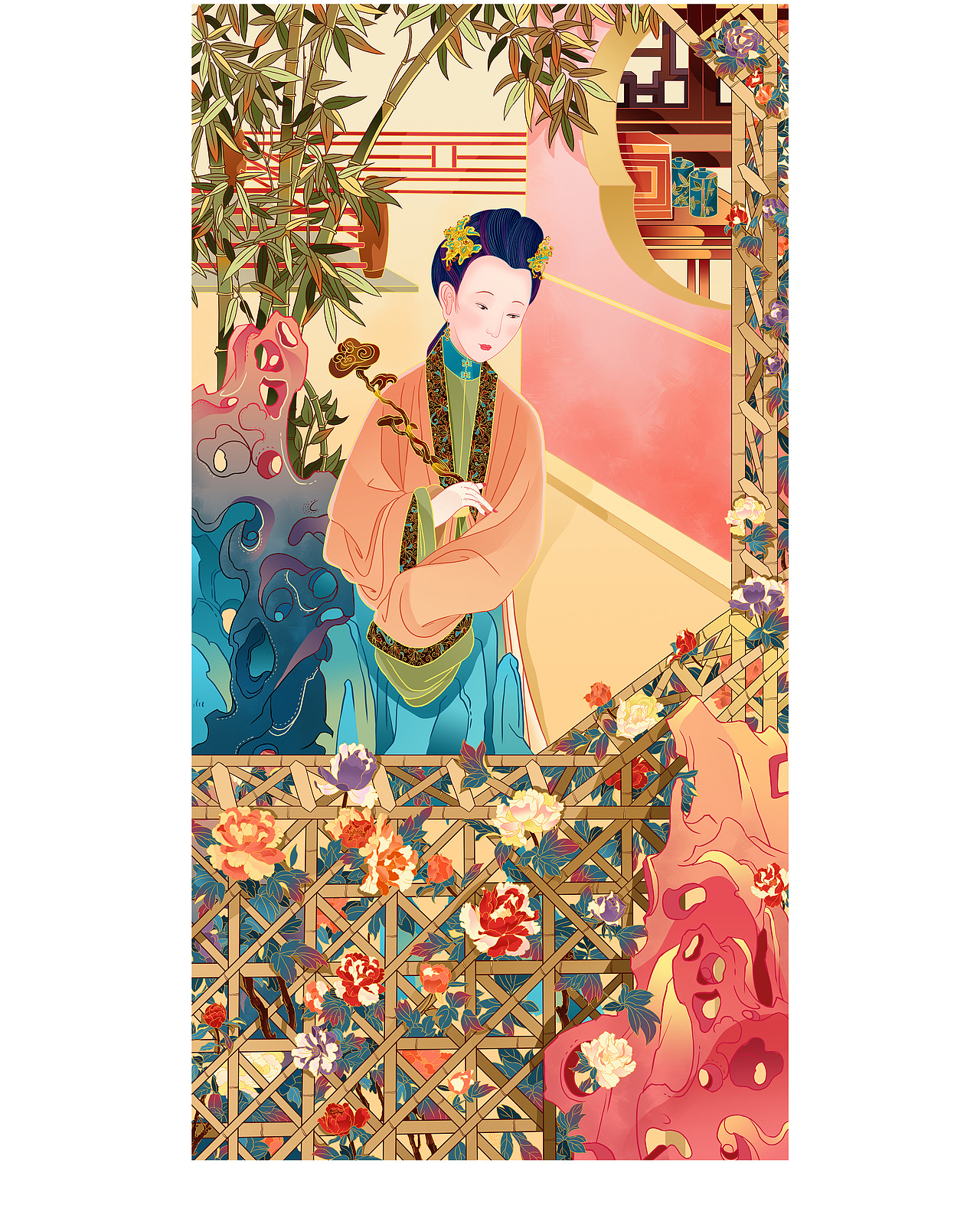 国风-胤禛美人图（图ZMjc1MDAxNDA0） - 艺术插画 - 站酷设计师何小婷原创素材 - 站酷ZCOOL