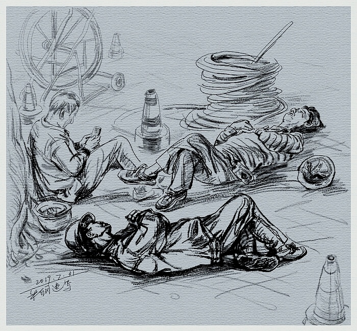 我用速写记录生活中人和事