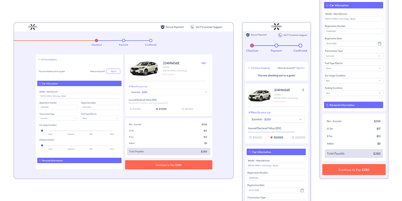 Improving the checkout process of insurance ecomm