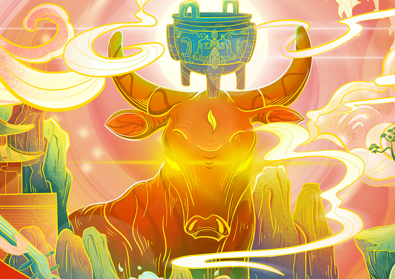 铜牛梦影·吟诵铜陵（图ZMjg0NjQwMDc2） - 商业插画 - 站酷设计师阿彭彭原创素材 - 站酷ZCOOL