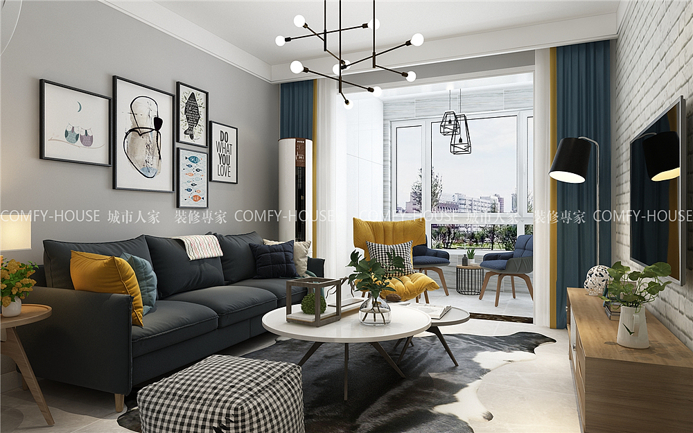 世茂天城现代风格装修效果图，济南人家装饰公司