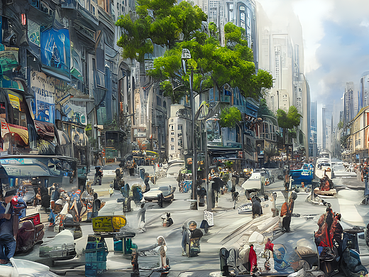 #AI创作实验室#城市街道，超详细，ArtStation趋势，概