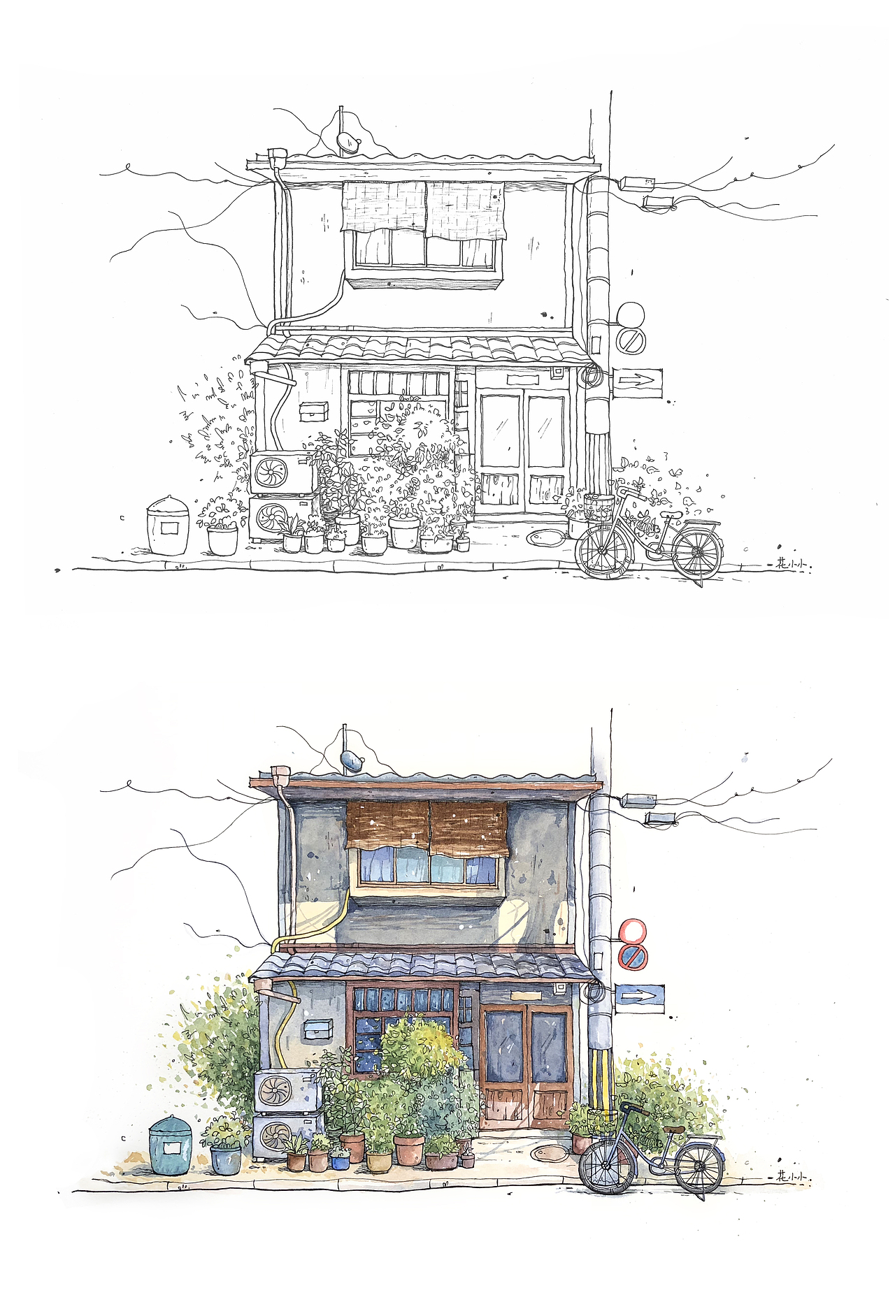 钢笔淡彩（图ZMTIxNTU5Mzcy） - 创作习作 - 站酷设计师花小小小花原创素材 - 站酷ZCOOL