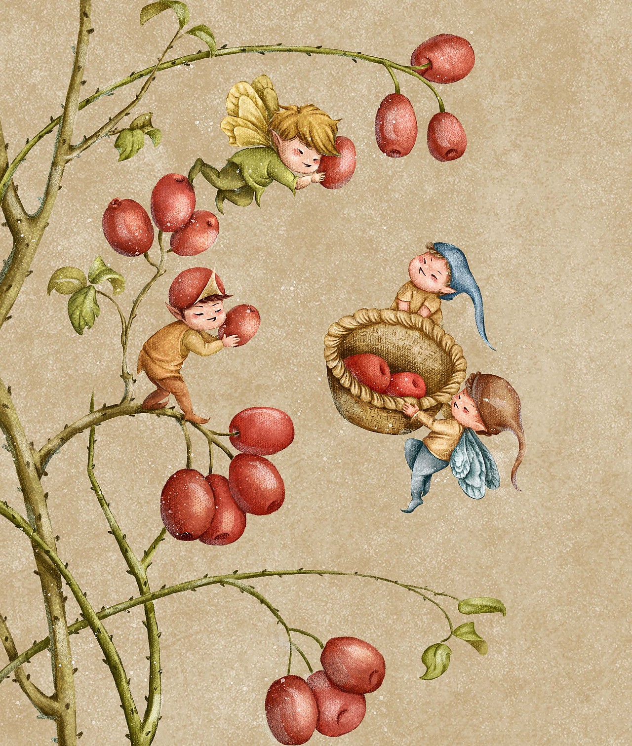 摘果子的小精灵临摹练习|插画|儿童插画|土豆的耳朵1_临摹作品-站酷