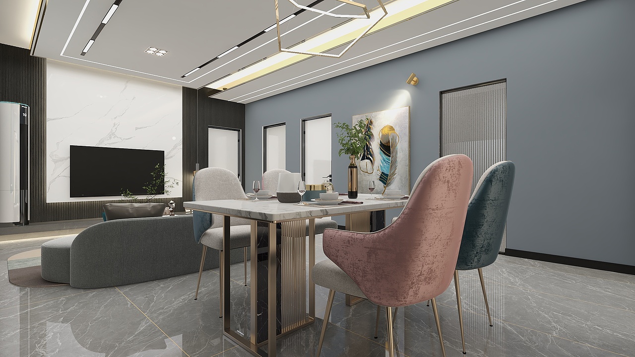 四川成都华汇天地(100平方现代轻奢三居室)