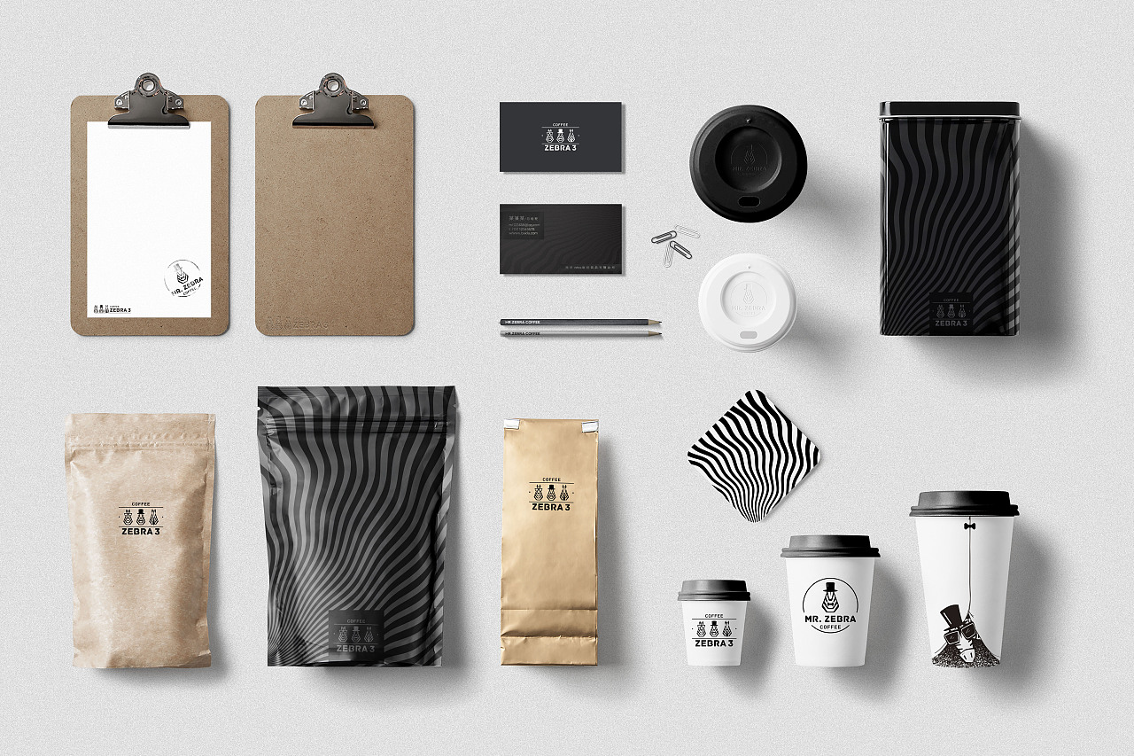斑马咖啡zebra three coffee vi设计 动画设计 装修设计