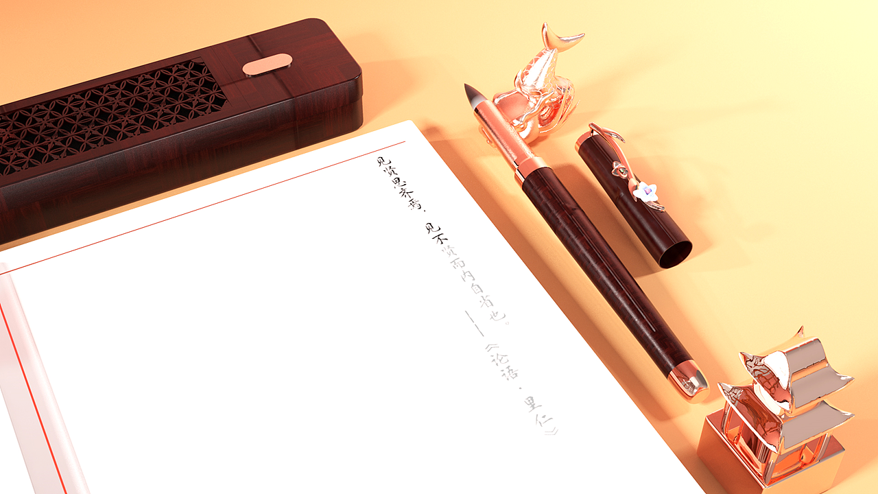 在使用过程中。可将小鸱吻作为笔架,放置兰花软笔,提升逗趣的交互体验。