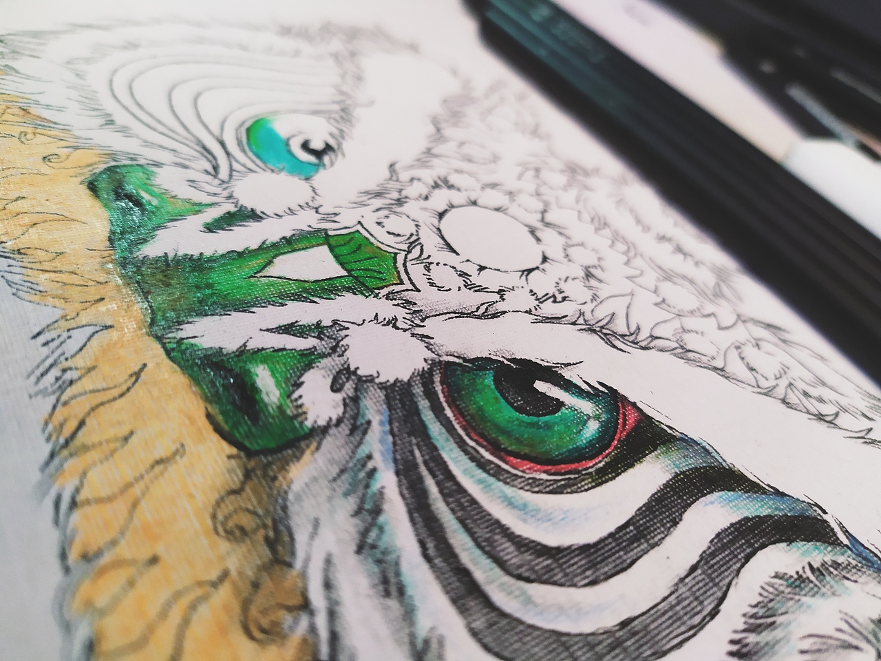 2019年末彩铅手绘《醒狮》