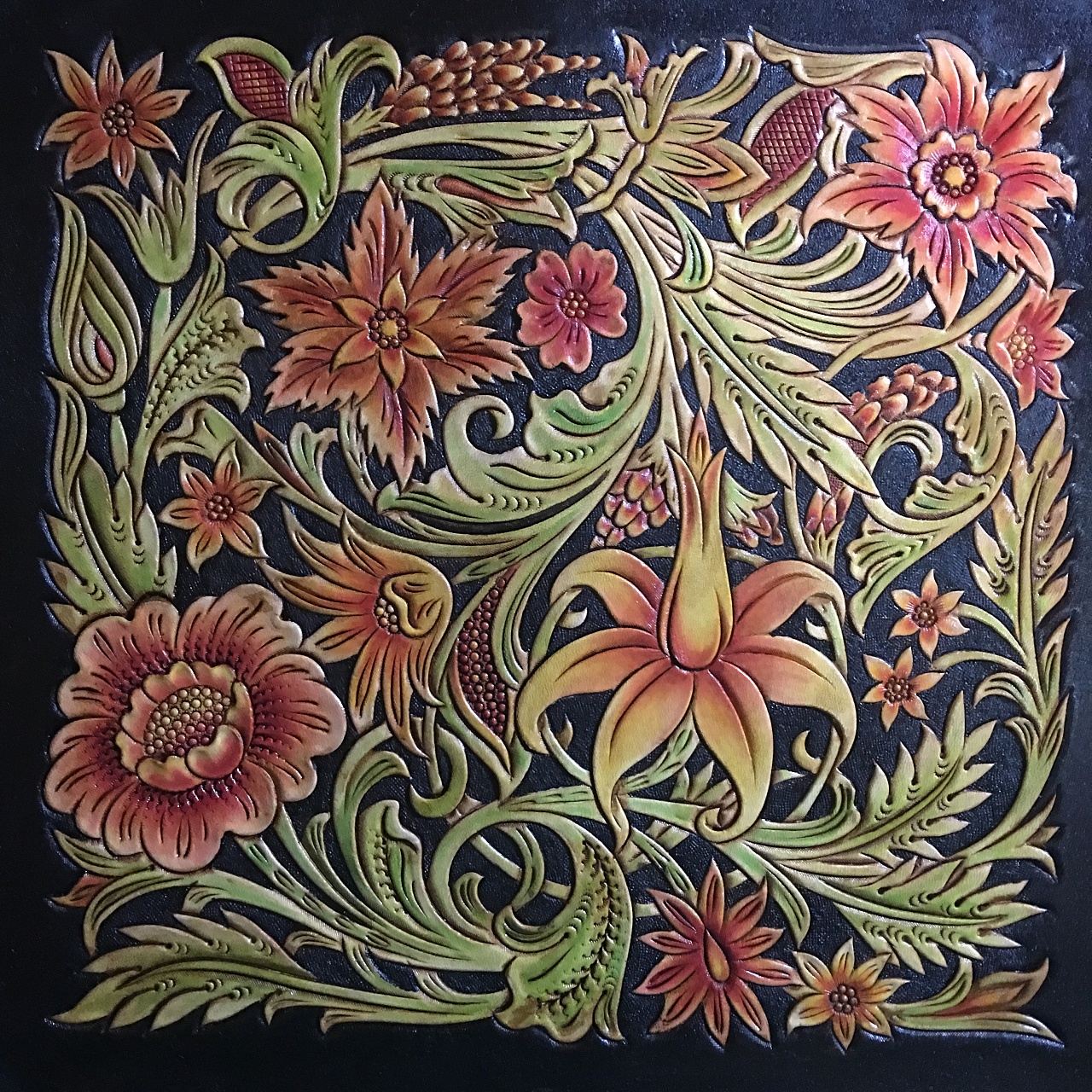 皮雕画—-唐草|手工艺|工艺品设计|斑寅 - 原创作品 - 站酷 (zcool)
