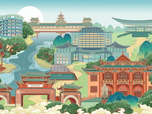 广西民族大学校园文创产品/国潮插画