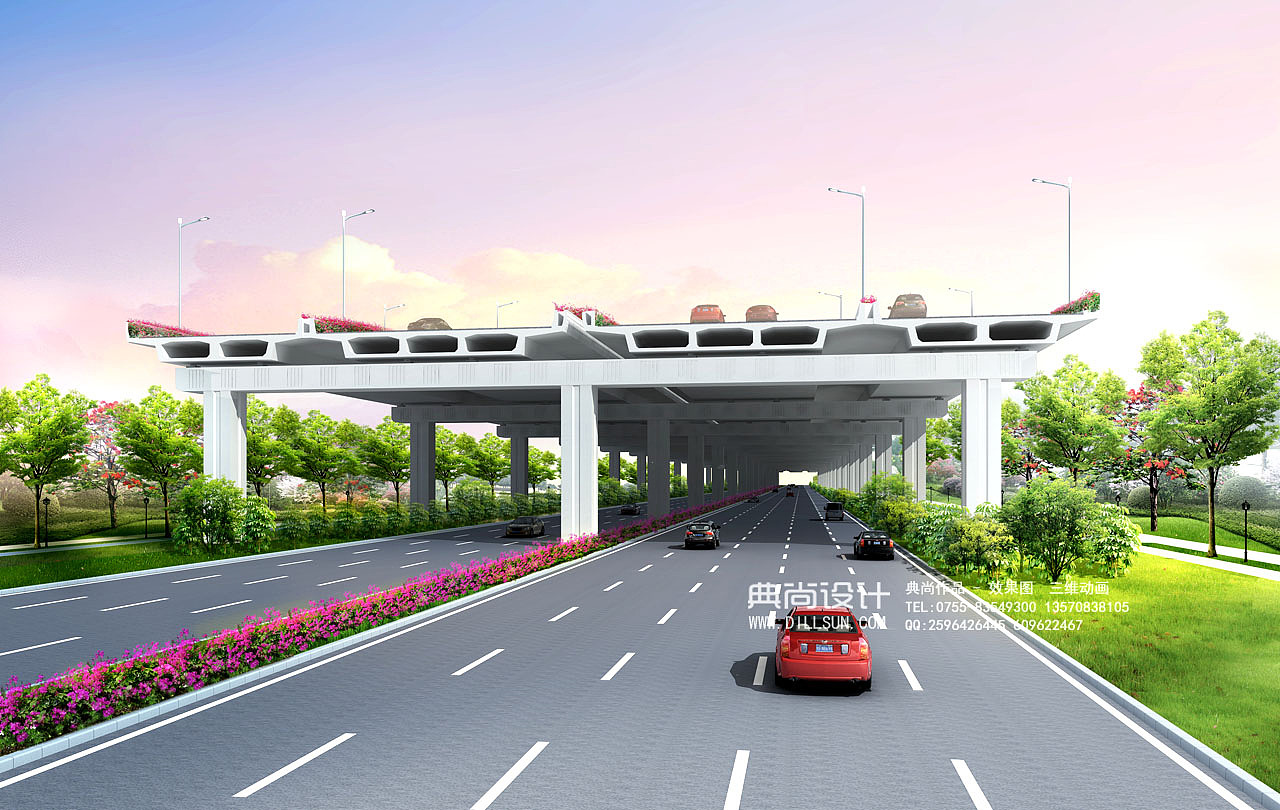跨线桥效果图作品高架桥