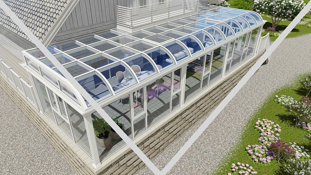 圆弧顶阳光房安装效果图S2125