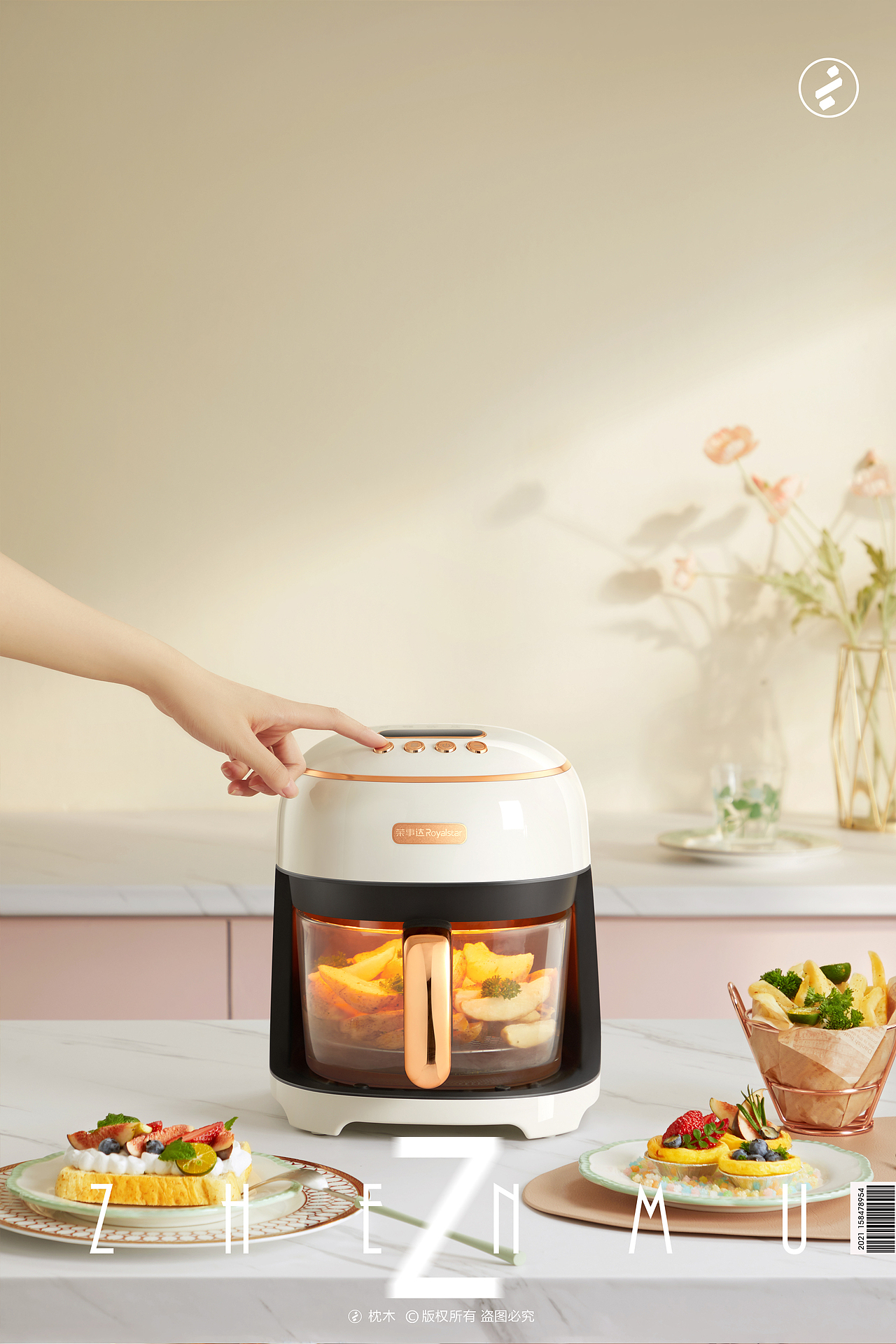 荣事达空气炸锅平面拍摄