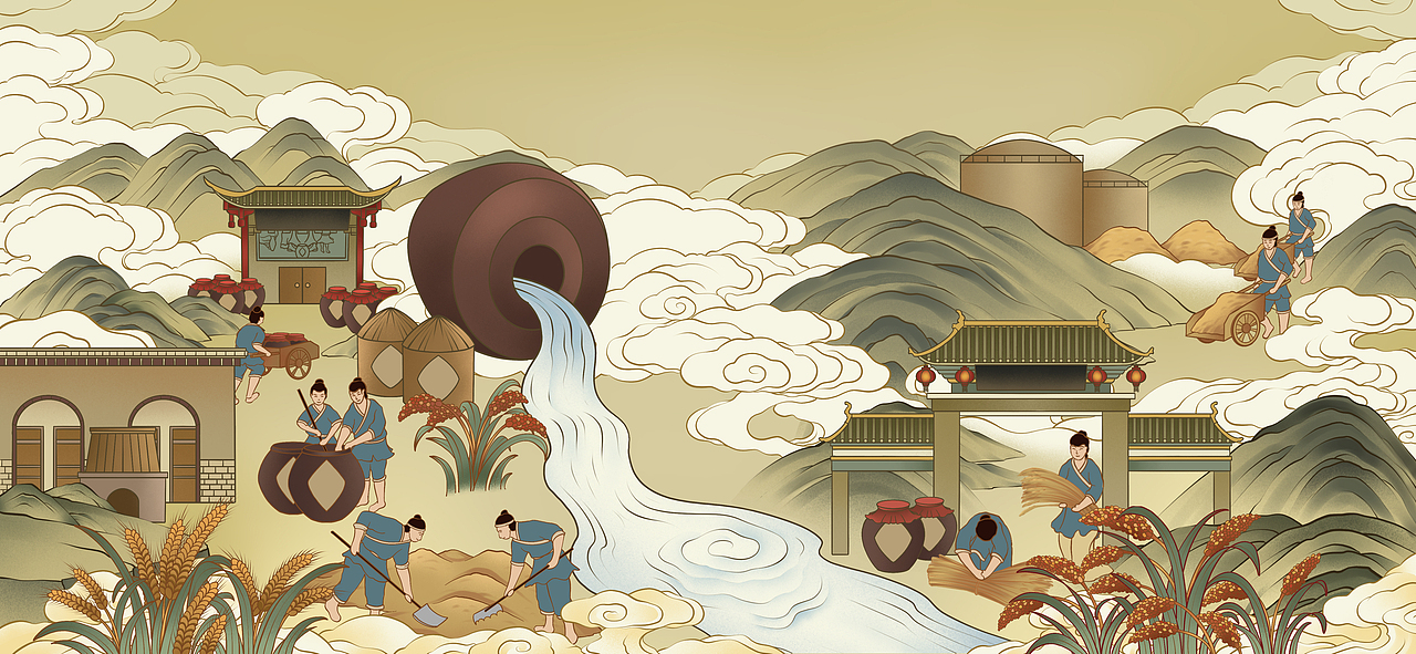 酿酒插画