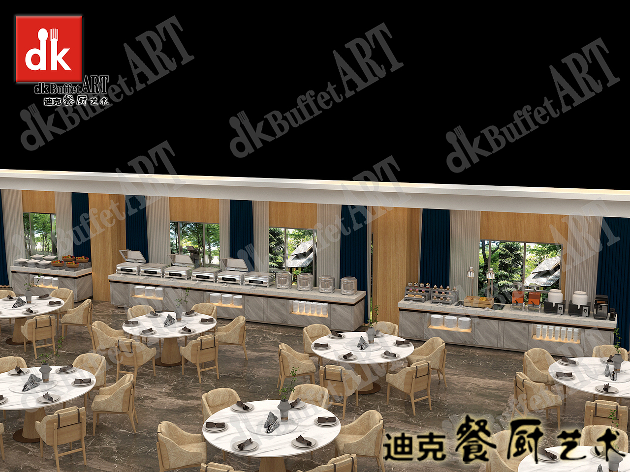 老人大学食堂自助餐台设计