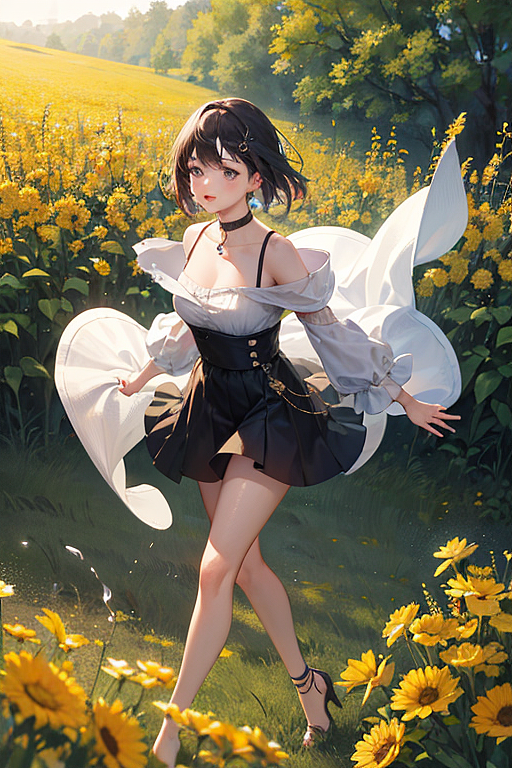 花田系列01——动漫少女,黑白搭配