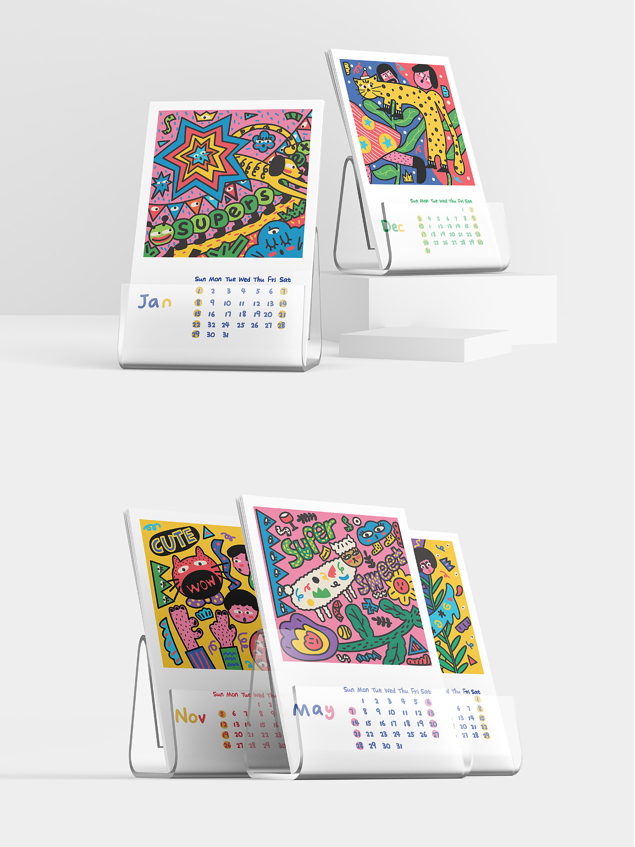 2023兔年原创插画日历 x 西猫柿 ｜ 可爱搞怪日历（图ZMzI1MTg0Mzg0） - 商业插画 - 站酷设计师西猫柿原创素材 - 站酷ZCOOL