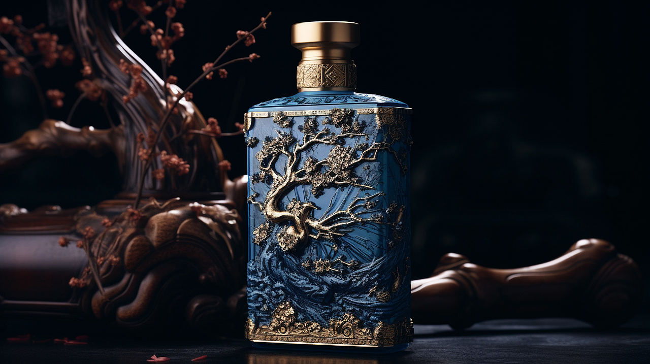 重工国风,蓝色系酒包装设计,包装设计