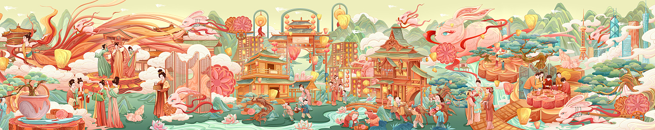 中秋节插画 | 《中秋月下图》下卷